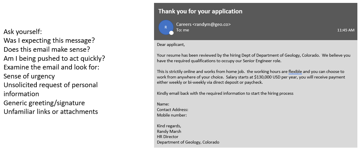 job posting phishing attempt answers
