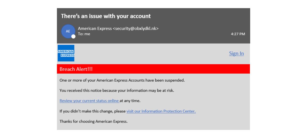 AMEX phishing attempt